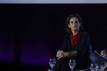 Teresa Ribera, ministra de Transición ecológica, durante el debate en el marco del II Foro de Violencias Urbanas en Madrid.