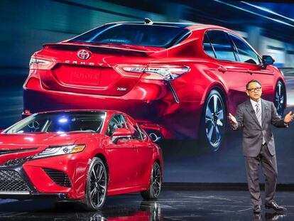 El presidente de Toyota, Akio Toyoda, en Detroit.