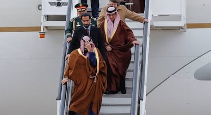 El heredero de Arabia Saudí a su llegada a la Base Aérea de Torrejón, el pasado abril.