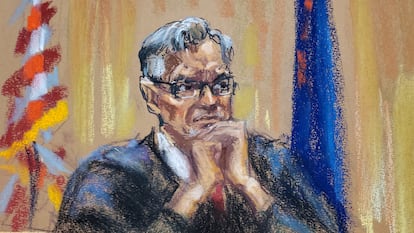 Judge Juan Merchan presides during the Trump Organization's criminal tax trial in Manhattan Criminal Court, New York City, U.S., November 15, 2022 in this courtroom sketch.