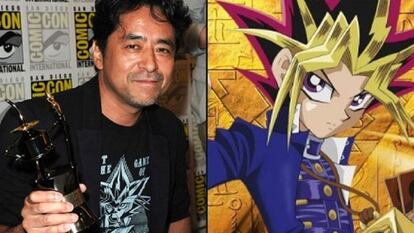 Kazuki Takahashi y Yugi, el protagonista de 'Yu-Gi-Oh!'.