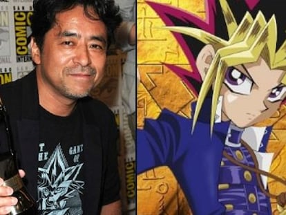 Kazuki Takahashi y Yugi, el protagonista de 'Yu-Gi-Oh!'.