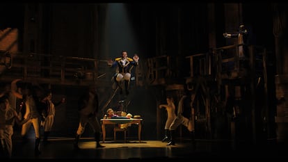 Daveed Diggs como Thomas Jefferson durante una función de Hamilton en julio de 2016