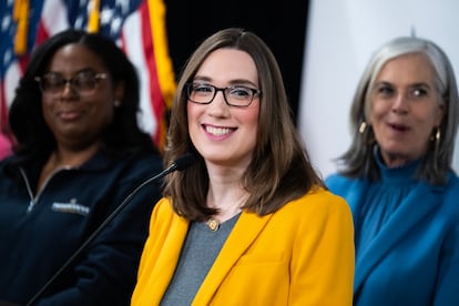 Congresswoman Sarah McBride, at the Democratic Party Issues Conference, Thursday in Leesburg, Virginia.