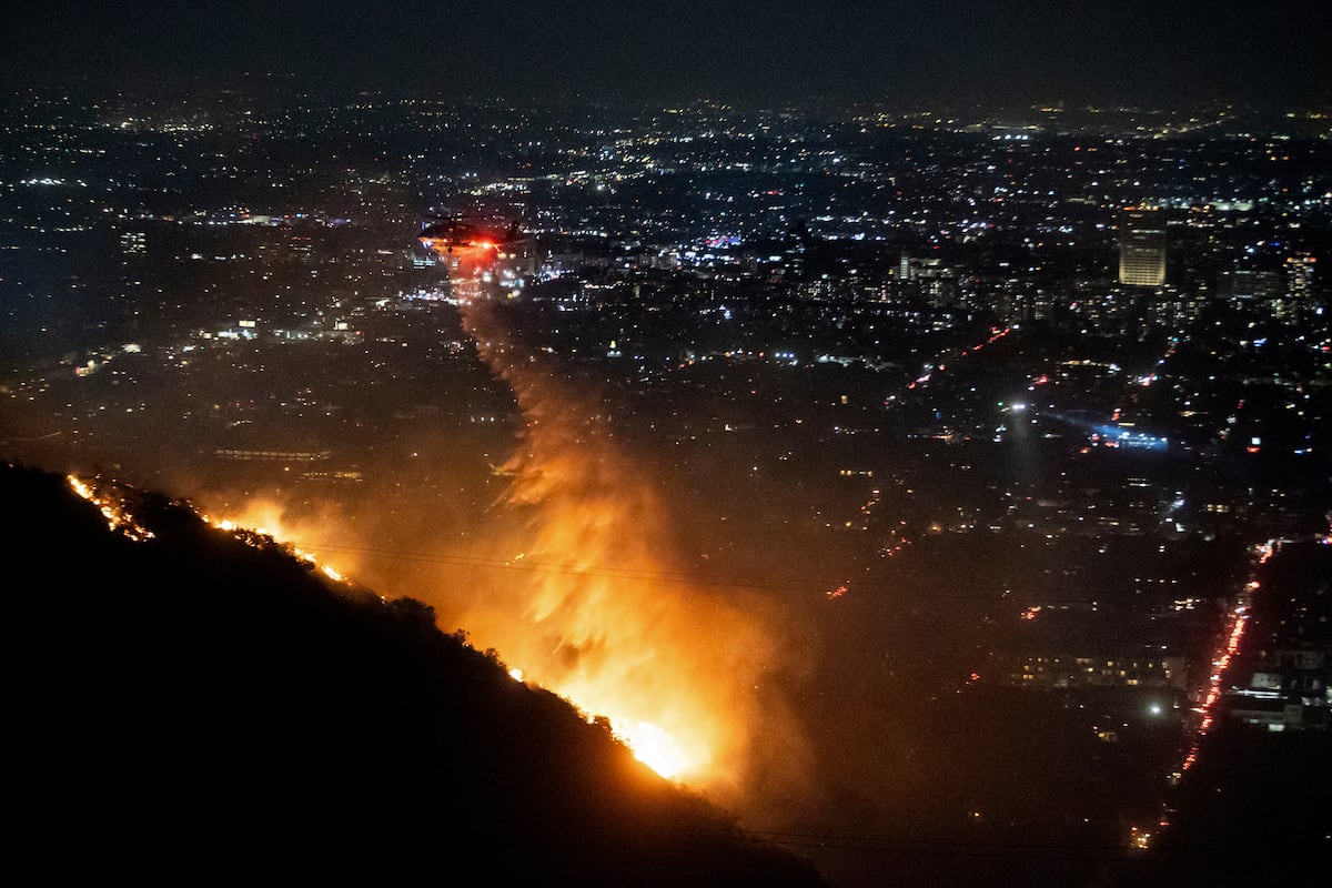 A fifth fire grows rapidly in Hollywood and adds to the nightmare scenario in Los Angeles