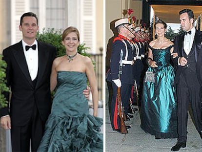 Los duques de Palma, la infanta Cristina e Iñaki Urdangarín (izquierda), y los de Lugo, la infanta Elena y Jaime de Marichalar.