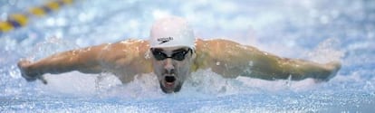 Phelps, durante los 200m mariposa.