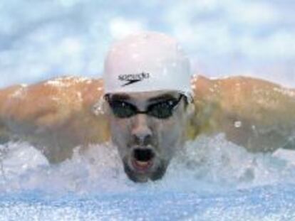 Phelps, durante los 200m mariposa.