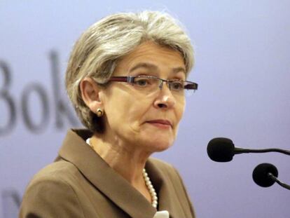 La directora general de la UNESCO, Irina Bokova, ofrece un discurso sobre paz este martes en Sri Lanka.