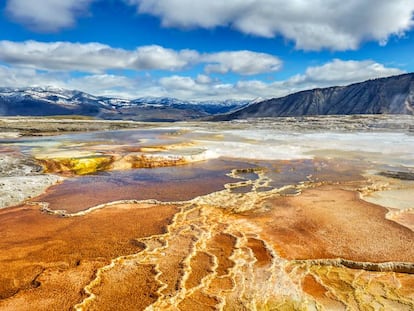 Águas termais no Parque Nacional de Yellowstone, nos EUA.