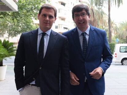 Albert Rivera y Juan Marín, el miércoles 11 de julio en Sevilla.
 