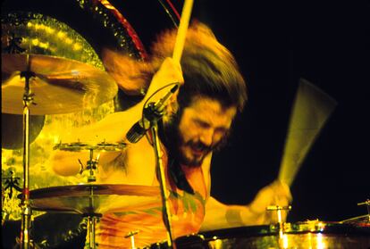 John Bonham en un concierto de Led Zeppelin en Los Ángeles en los años setenta.