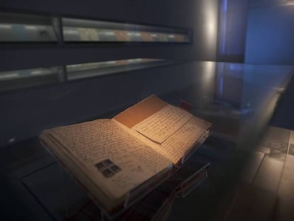Original del diario de Ana Frank, expuesto en la Casa-Museo de Ámsterdam.