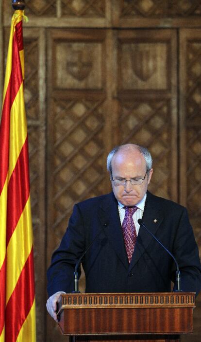 El presidente de la Generalitat, José Montilla, durante su comparecencia tras conocer el fallo del tribunal Constitucional sobre el Estatuto de Cataluña.