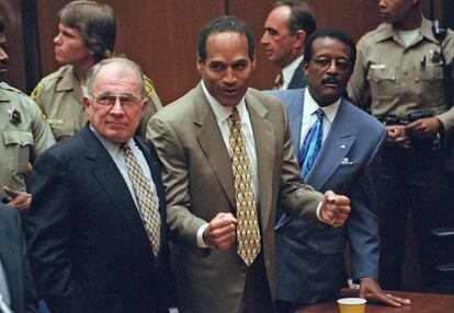 O.J. Simpson, en el momento de ser absuelto, el 3 de octubre de 1995.