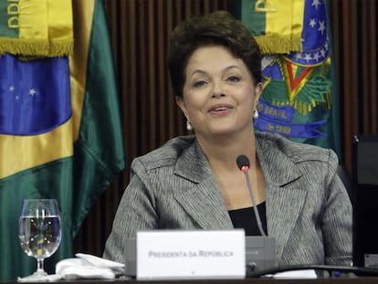 La presidenta de Brasil, Dilma Roussef, durante un reunión.