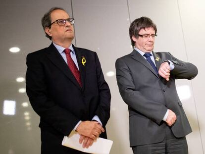 El presidente catalán Quim Torra y el 'expresident' Carles Puigdemont, en una imagen de archivo