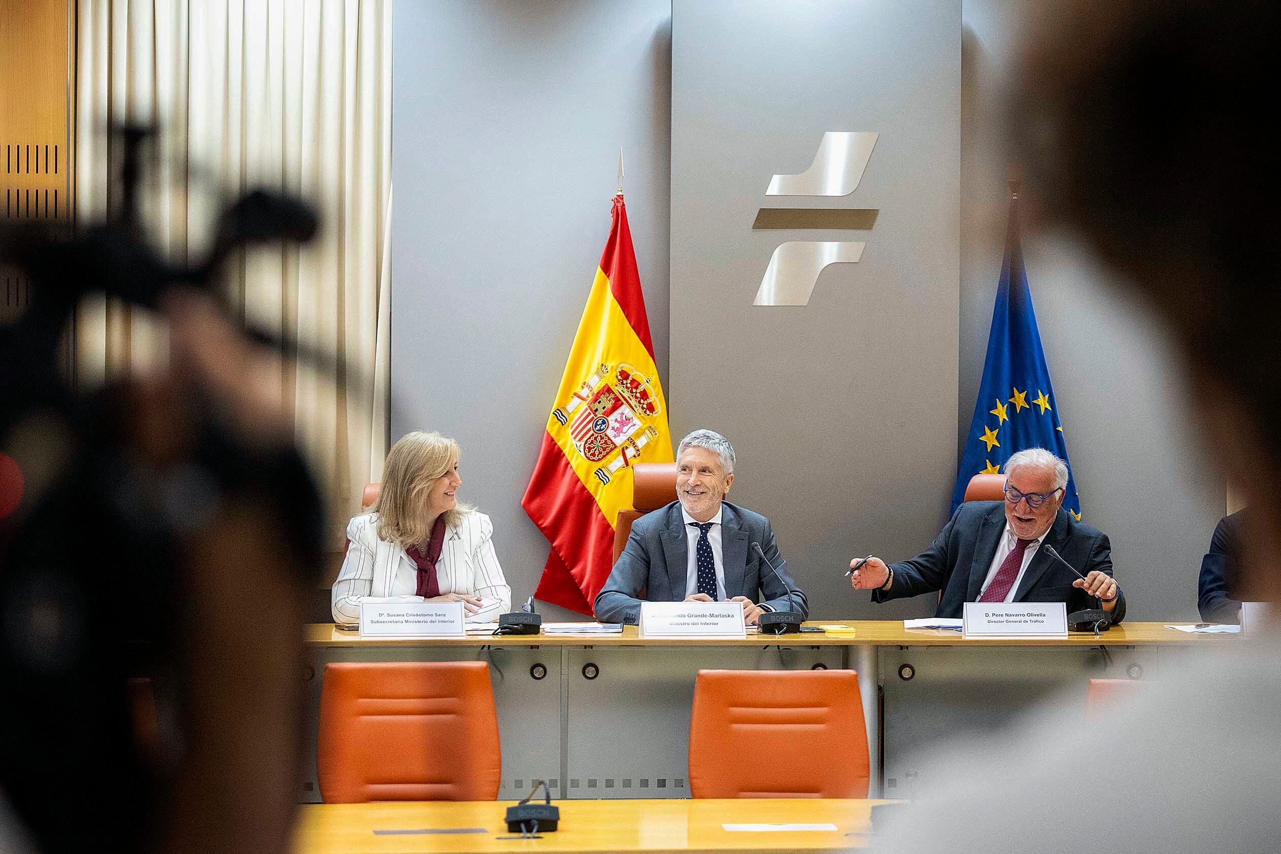 El ministro del Interior, Fernando Grande-Marlaska, durante la presentación de la campaña de verano en la DGT.