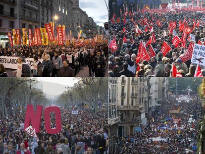 Las grandes protestas convocadas por los sindicatos desde el inicio de la crisis