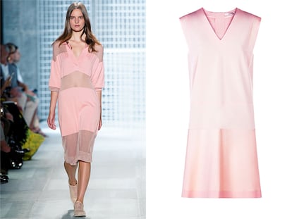 1. DEPORTIVO. La tendencia sport se marca un tanto en el armario de mujer jugando con transparencias y tonos pastel. Y aunque Lacoste se decanta por las zapatillas, un tacón también funciona. Vestidos de Lacoste (pasarela) y Bimba y Lola (125 €).