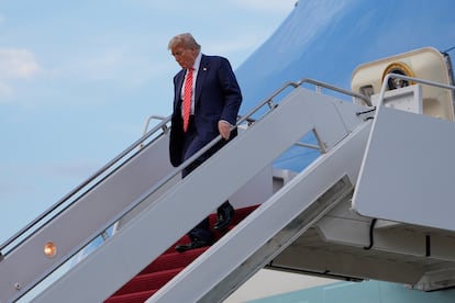 El presidente Donald Trump en la Base de la fuerza aérea Andrews, Maryland, este miércoles.