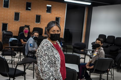 Actress Mercedes Hernández, during an acting class in Iztapalapa.