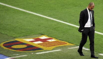 Guardiola, durante un partido del Barcelona.