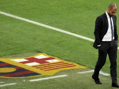 Guardiola, durante un partido del Barcelona.