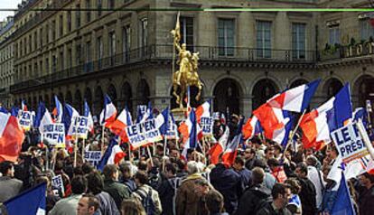 Manifestación de partidarios de Le Pen el 1 de mayo, durante la campaña de las presidenciales.