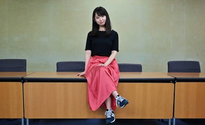 Yumi Ishikawa, fundadora do Movimento KuToo no Japão em 3 de junho, em uma entrevista em Tóquio