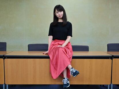 Yumi Ishikawa, fundadora do Movimento KuToo no Japão em 3 de junho, em uma entrevista em Tóquio