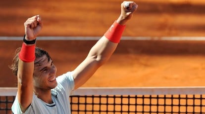 Nadal celebra su victoria.