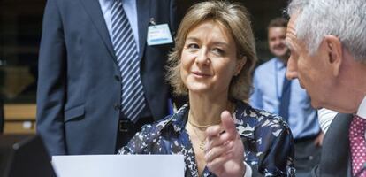 La titular española de Agricultura, Isabel García Tejerina, este jueves en Luxemburgo.