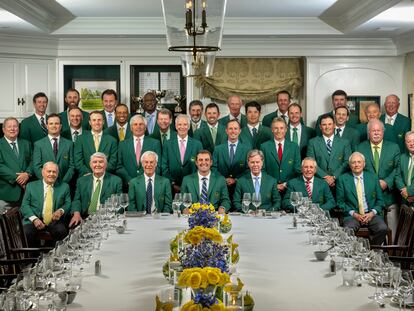 La foto de familia en la cena de los campeones del Masters publicada en redes sociales.
