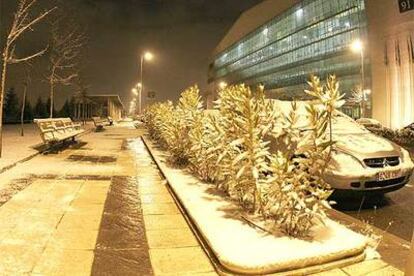 Imagen de la nieve acumulada anoche en el Campo de las Naciones.