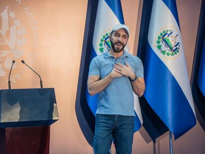 Nayib Bukele, durante una conferencia en San Salvador (El Salvador), tras las elecciones del pasado 4 de febrero.