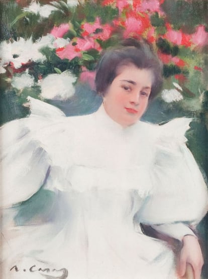 'Joven con vestido blanco', una obra del barcelonés Ramón Casas.