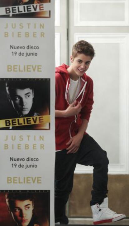 Justin Bieber, posando para EL PAÍS tras un conveniente ‘photocall’ el pasado lunes, en Madrid