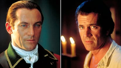 De izquierda a derecha, Jason Isaacs y Mel Gibson como sus personajes de 'El Patriota' (2000).