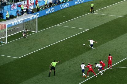 Detalle del gol anotado por Harry Kane de penalti.