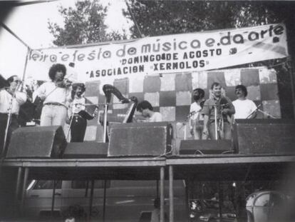 Milladoiro en el festival de Pardi&ntilde;as durante los a&ntilde;os ochenta.