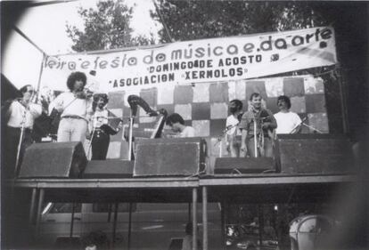 Milladoiro en el festival de Pardi&ntilde;as durante los a&ntilde;os ochenta.