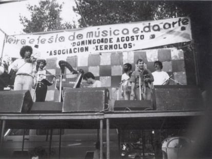 Milladoiro en el festival de Pardi&ntilde;as durante los a&ntilde;os ochenta.