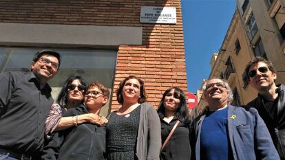 Ada Colau en la inauguración de la calle Pepe Rubianes, en Barcelona.