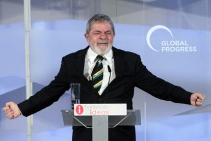 El expresidente brasileño Lula da Silva interviene en la conferencia Global Progress.