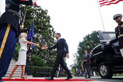 El secretario general de la OTAN, Mark Rutte a su llegada a la Casa Blanca, este lunes. 