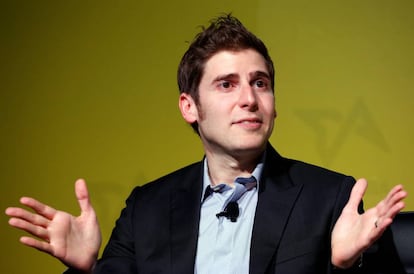 Facebook co-founder Eduardo Saverin speaks at the Tech in Asia Singapore 2016 conference in Singapore April 12, 2016.