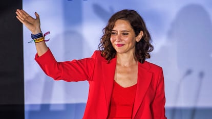 Isabel Díaz Ayuso, en la noche electoral en la sede del PP de Madrid, el 28 de mayo de 2023.