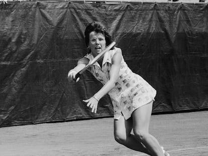 Billie Jean King, durante un partido en el US Open de 1973.