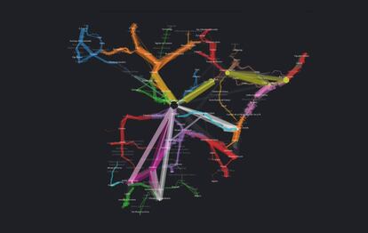 Los viajes de Renfe por la península, en un colorido mapa